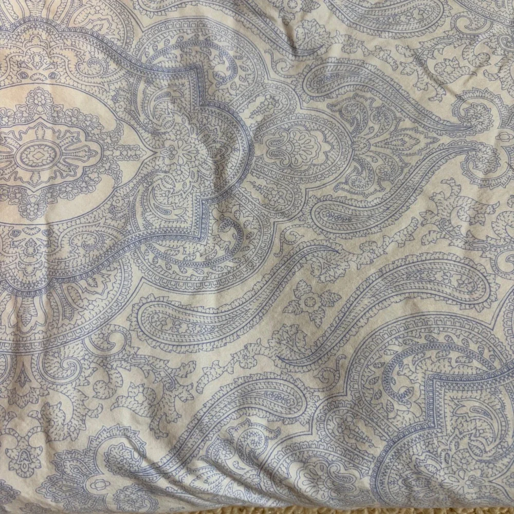Lauren Ralph Lauren Queen Flat Sheet Blue White Paisley 100% Cotton Bedding